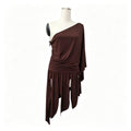 Chocolate Brown One‑Shoulder Backless Irregular Mini Dress, Party Night Out Dress