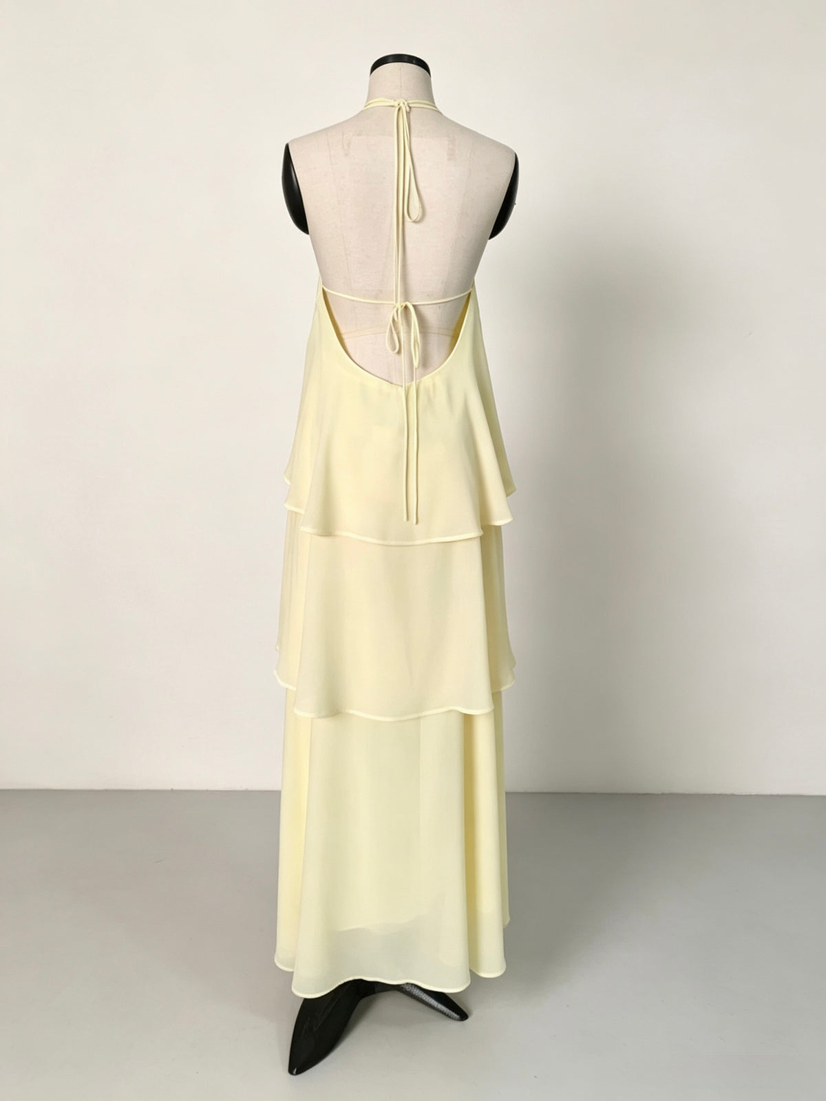 Halter Tiered Chiffon Maxi Dress, Backless Long Dress | Wholesale Women Evening Dress