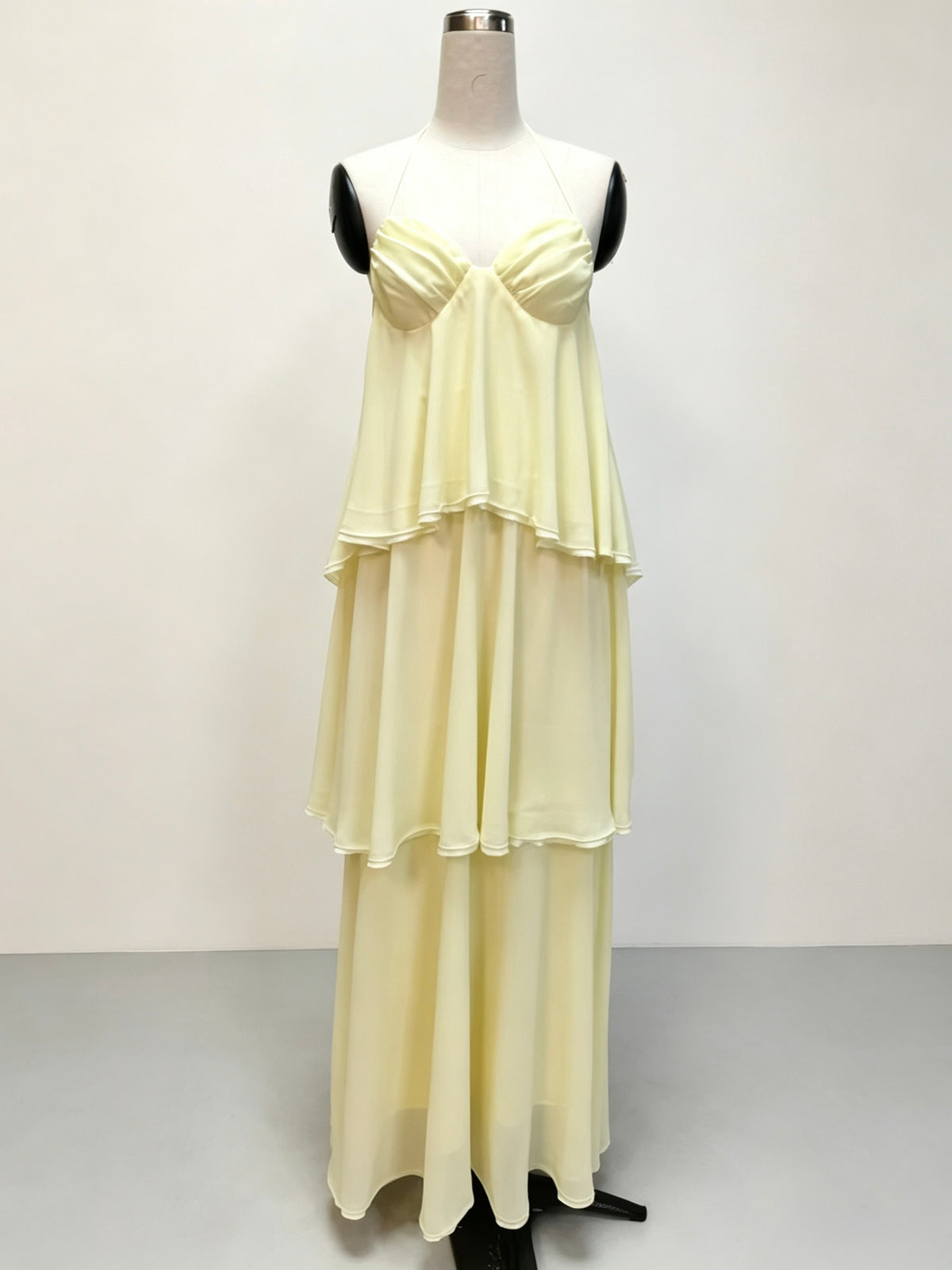 Halter Tiered Chiffon Maxi Dress, Backless Long Dress | Wholesale Women Evening Dress